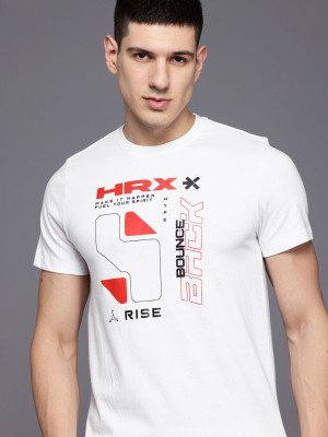 HRX by Hrithik Roshan Printed Men Round Neck White T-Shirt