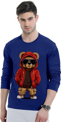Trend Twisst Animal Print Men Round Neck Dark Blue T-Shirt