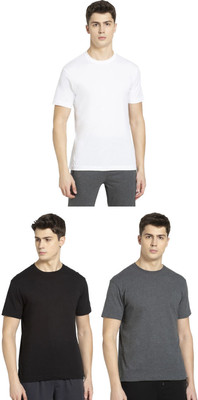 JOCKEY Solid Men Round Neck Black, Grey, White T-Shirt