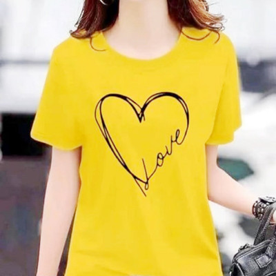 SAHAL FASHION Printed, Typography Women Round Neck Yellow T-Shirt