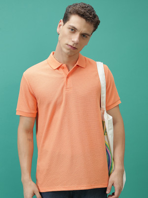 HIGHLANDER Solid Men Polo Neck Orange T-Shirt