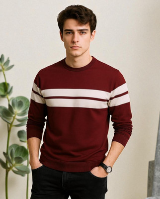 StyleFlick Solid Men Round Neck Maroon T-Shirt