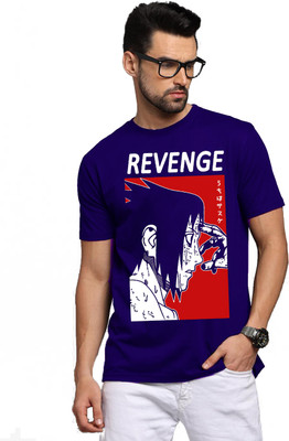 BROTEES Printed, Typography Men Round Neck Dark Blue T-Shirt