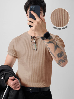 MAHADEV ENTERPRISE Solid Men Round Neck Brown T-Shirt