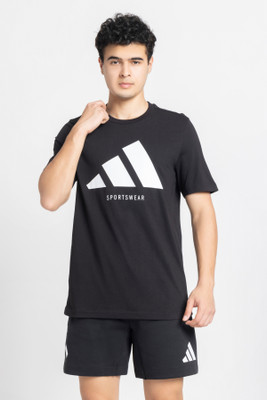 ADIDAS Solid Men Round Neck Black T-Shirt