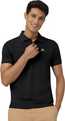 DAKU FASHION Printed Men Polo Neck Black T-Shirt