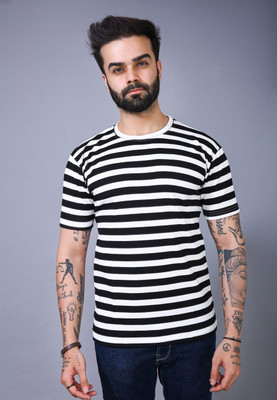 radheycreation Checkered Men Round Neck Black, White T-Shirt