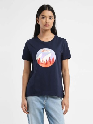 LEVI'S Graphic Print Women Crew Neck Navy Blue T-Shirt