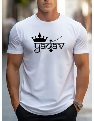SAURAVTRANDING Printed Men Round Neck White T-Shirt