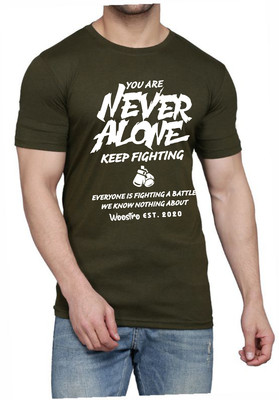 WOOSTRO Printed Men Scoop Neck Dark Green T-Shirt