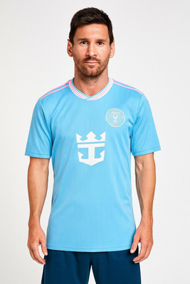 Playhard Printed Men Polo Neck Blue T-Shirt