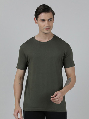OrrganicChics Solid Men Round Neck Green T-Shirt