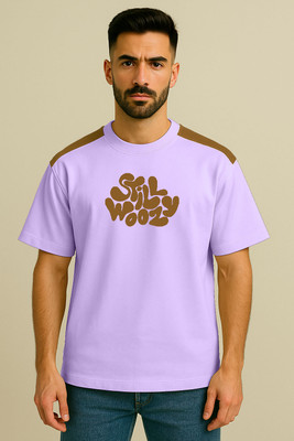 Culish Trend Graphic Print Men Round Neck Purple T-Shirt
