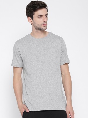 FOREVER 21 Solid Men Round Neck Grey T-Shirt