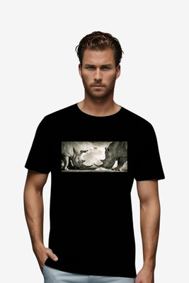 BlueFicus Printed Men Round Neck Black T-Shirt