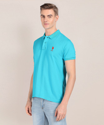 U.S. POLO ASSN. Solid Men Polo Neck Blue T-Shirt