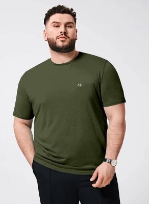 Triptee Solid Men Round Neck Dark Green T-Shirt