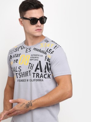 V-MART Printed, Typography Men Round Neck Grey T-Shirt