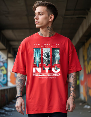 Smartees Printed Men Round Neck Red T-Shirt