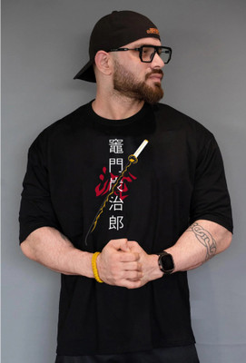 TRANZMOG Printed, Graphic Print, Typography Men Round Neck Black T-Shirt