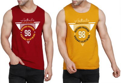 Restore Printed Men Round Neck Maroon, Yellow, Multicolor T-Shirt