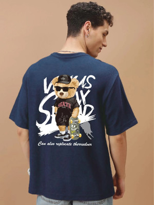 Beniot Printed Men Round Neck Dark Blue T-Shirt