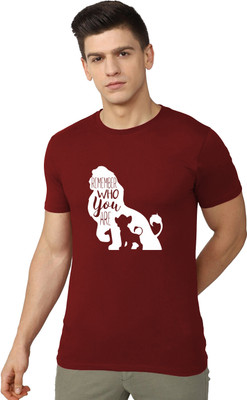 OrrganicChics Cartoon Men Round Neck Maroon T-Shirt