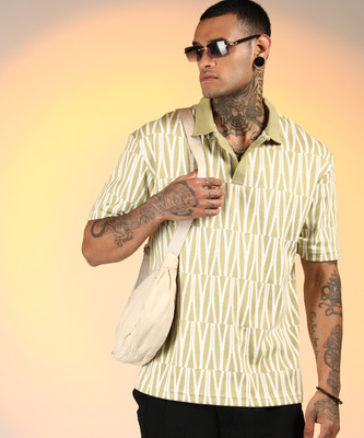CAMPUS SUTRA Printed Men Polo Neck Brown T-Shirt