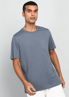 ADIDAS Solid Men Round Neck Grey T-Shirt