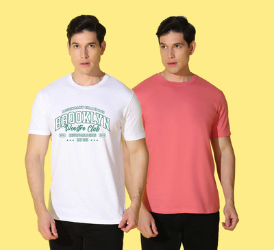 WOOSTRO Solid Men Round Neck Multicolor T-Shirt