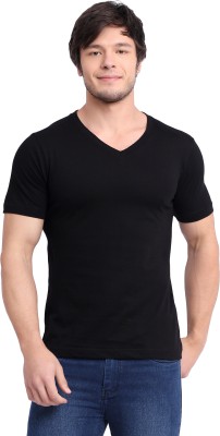 BETROST Solid Men V Neck Black T-Shirt