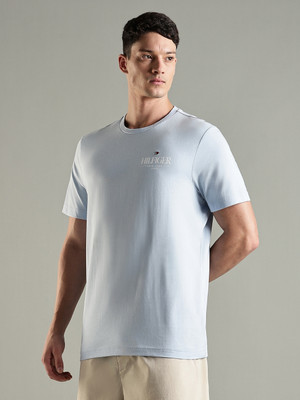 TOMMY HILFIGER Printed Men Crew Neck Light Blue T-Shirt