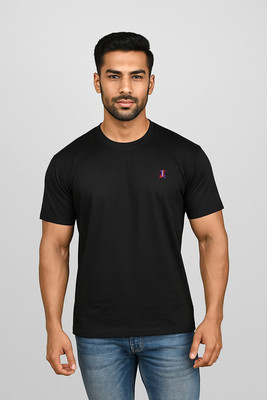 Jacob Louis Solid Men Round Neck Black T-Shirt