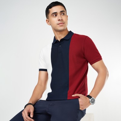 Byford by Pantaloons Solid Men Polo Neck Multicolor T-Shirt