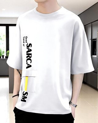 FAOES Printed Men Round Neck White T-Shirt