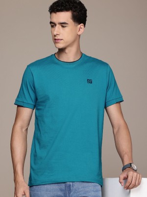 French Connection Solid Men Round Neck Blue T-Shirt