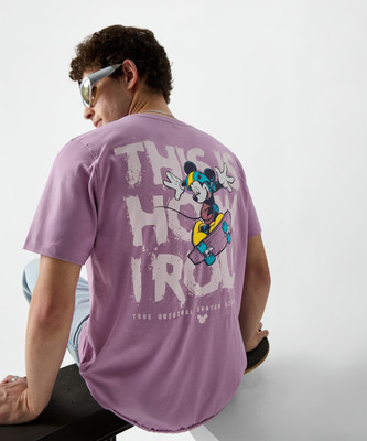 The Souled Store Graphic Print Men Round Neck Purple T-Shirt
