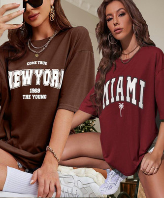 HELL BOUND Printed Women Round Neck Multicolor T-Shirt