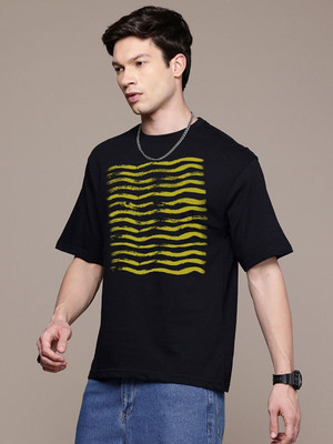 Moda Rapido Graphic Print Men Round Neck Black T-Shirt