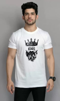 Namah Clothing Self Design Men Round Neck White T-Shirt