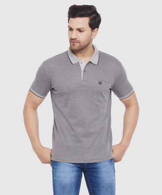 DUKE Solid Men Polo Neck Grey T-Shirt