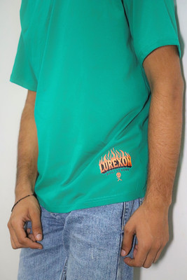LUREXON Printed Men Round Neck Reversible Green T-Shirt