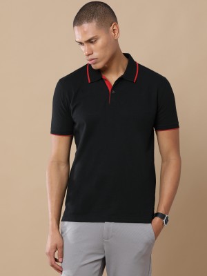 Smash Store Solid Men Polo Neck Black, Red T-Shirt