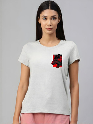 SZN Graphic Print Women Round Neck Grey T-Shirt