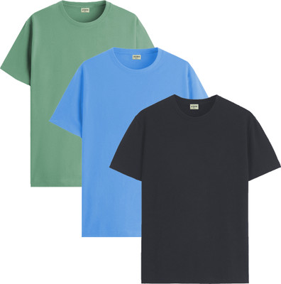 ADRO Solid Men Round Neck Multicolor T-Shirt
