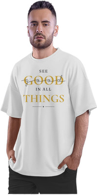 Trendy Samples Printed Men Round Neck White T-Shirt