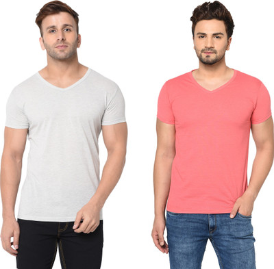 Adorbs Trend Solid Men V Neck Multicolor T-Shirt