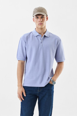 Snitch Solid Men Polo Neck Purple T-Shirt