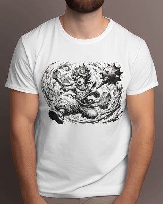 Stunn Lifestyle Printed Men Round Neck White T-Shirt