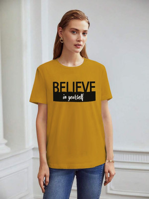 THE DRY STATE Graphic Print Women Round Neck Yellow T-Shirt